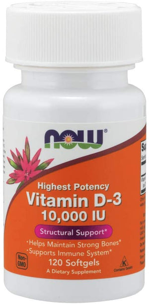 NOW Foods Vitamin D-3, 10000 IU, 120 Softgels