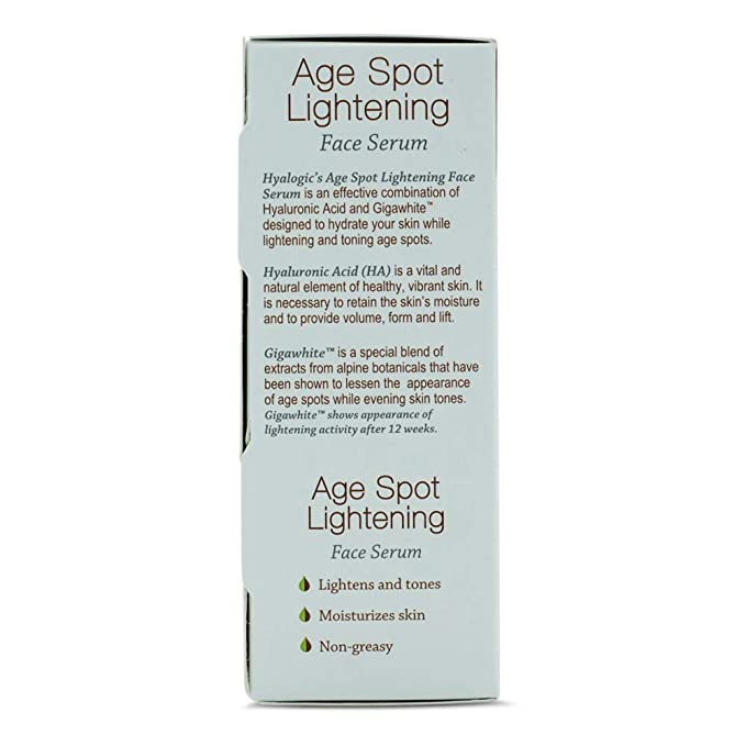 Episilk Hyalogic Age Spot Face Serum - Dark Spot Corrector Enriched w/Hyaluronic Acid &amp; Gigawhite - Brightening Serum to Lighten &amp; Tone Age Spots &amp; Wrinkles &amp; Fine Lines 1 Fl. oz