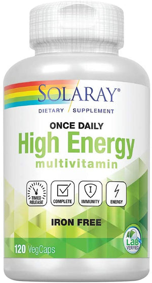Solaray Once Daily High Energy Multi-Vita-Min Iron Free, 120 VegCaps