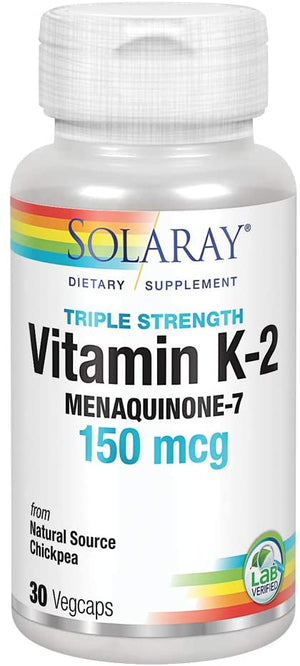 Solaray Vitamin K-2 Menaquinone-7, 150 mcg, 30 VegCaps