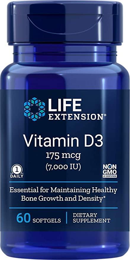 Life Extension Vitamin D3 7,000 IU, 60 softgels - Discount Nutrition Store