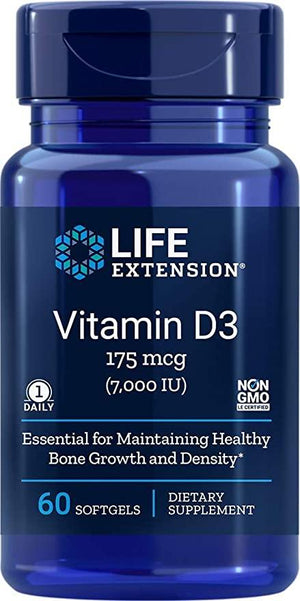 Life Extension Vitamin D3 7,000 IU, 60 softgels - Discount Nutrition Store