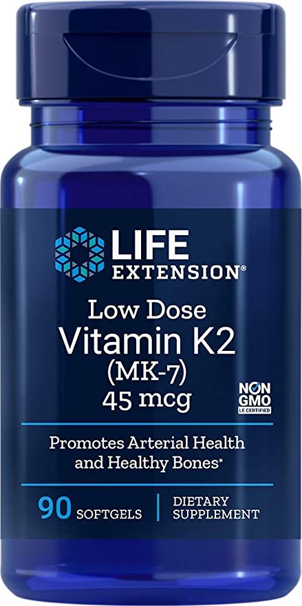 Life Extension Low Dose Vitamin K2 – Supports Arterial Health – Non-GMO, Gluten-Free – 90 Softgels
