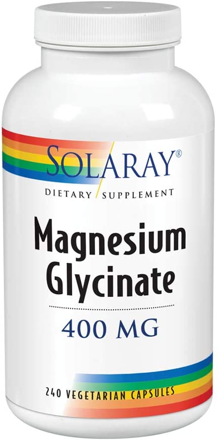 Solaray Magnesium Glycinate 400 mg | Healthy Relaxation, Bone & Cardiovascular Support (240 CT, 60 Servings)