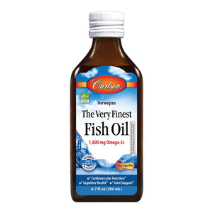 Carlson - The Very Finest Fish Oil, 1600 mg Omega-3s, Wild-Caught, Sustainably Sourced Fish Oil Liquid, Just Peachie, 500 mL