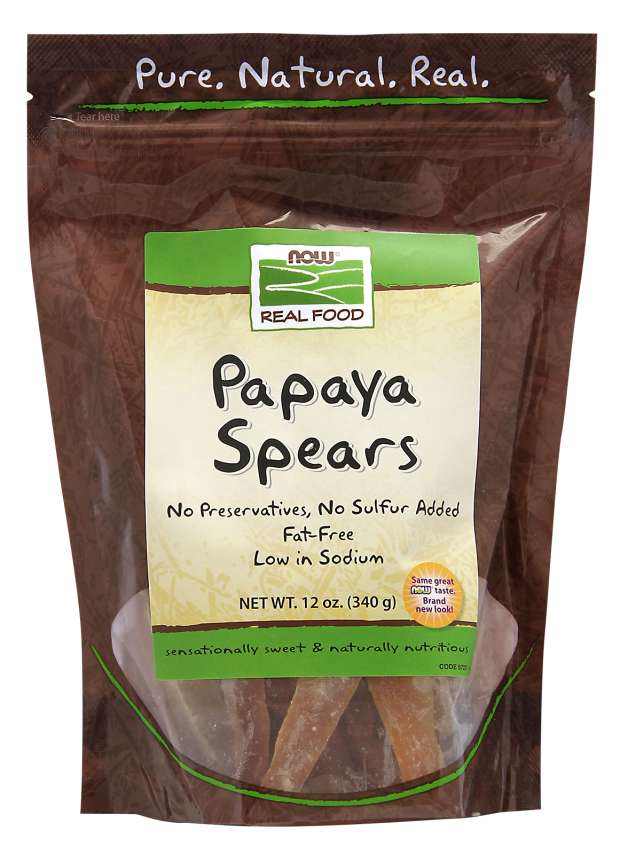 NOW Real Food Papaya Spears, 12 oz