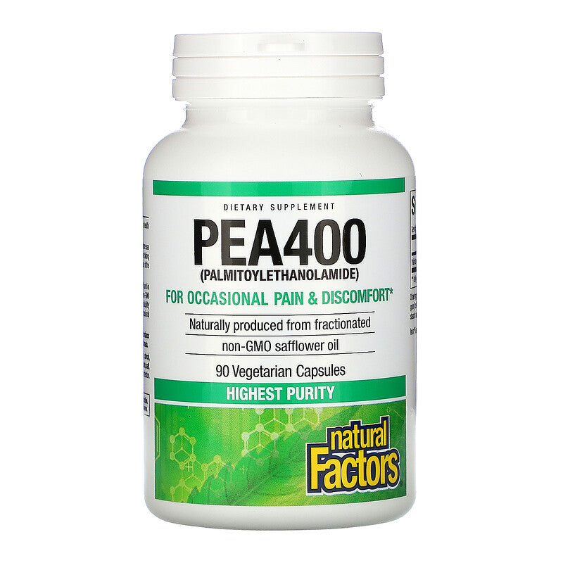 Natural Factors PEA400, Pure Palmitoylethanolamide for Relief, 90 Capsules