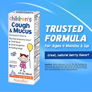 NatraBio Children's Cough & Mucus Yummy Berry, 4 fl oz