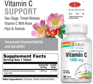 Solaray Vitamin C, 1000 mg, 100 Tablets