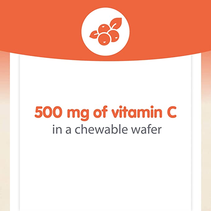 Natural Factors 100% Natural Fruit Chew C Peach Passionfruit and Mango, 500 mg, 180 Chewable Wafers