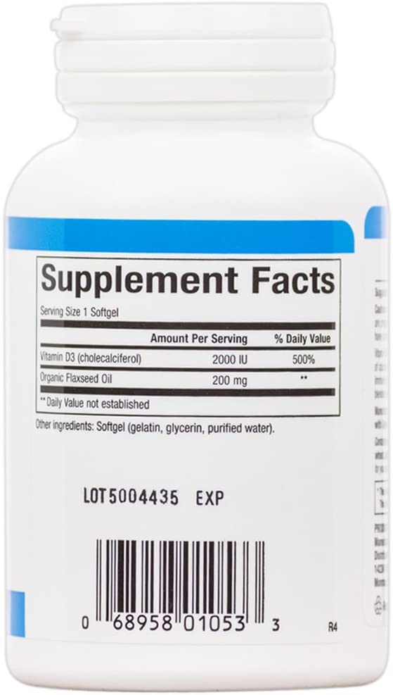 Natural Factors, Vitamin D3 2000 IU (50 mcg), Supports Strong Bones, Muscles and Immune Function, 120 Softgels