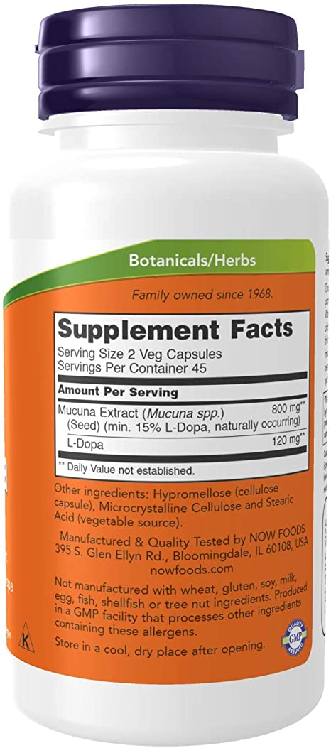 NOW Dopa Mucuna, 90 Veg Capsules