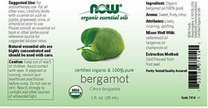 NOW Foods Organic Essential Oils Bergamot, 1 fl oz