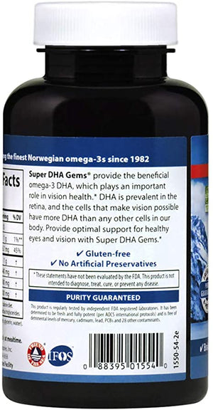 Carlson - Super DHA Gems, 500 mg DHA Supplements, 640 mg Fatty Acids, Wild-Caught Norwegian Arctic Fish Oil Concentrate, Sustainably Sourced Nordic Fish Oil Capsules, 60+20 Softgels
