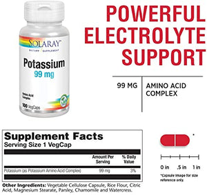 Solaray Potassium Dietary Supplement, 99 mg, 100 VegCaps