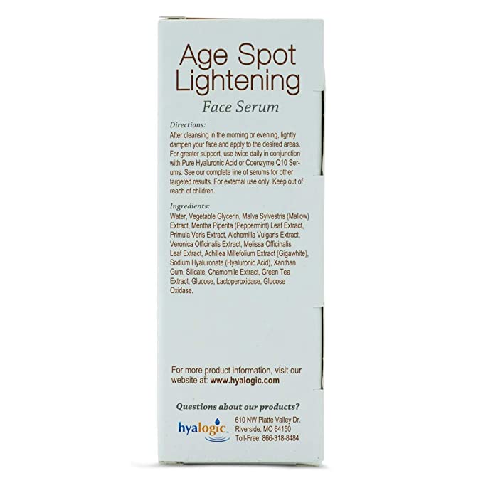 Episilk Hyalogic Age Spot Face Serum - Dark Spot Corrector Enriched w/Hyaluronic Acid &amp; Gigawhite - Brightening Serum to Lighten &amp; Tone Age Spots &amp; Wrinkles &amp; Fine Lines 1 Fl. oz