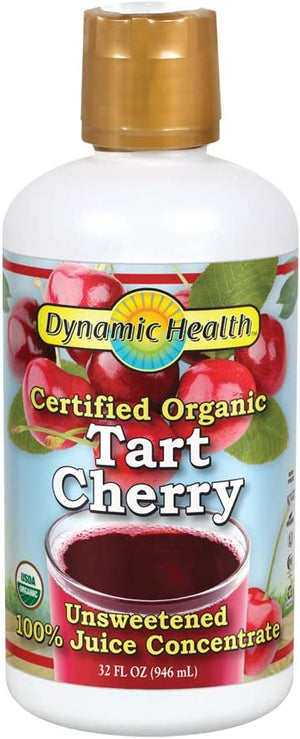 Dynamic Health Certified Organic Tart Cherry 100% Juice Concentrate Unsweetened, 32 fl oz