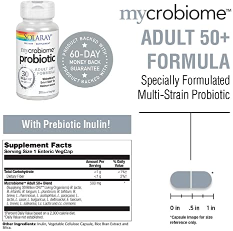 Solaray Mycrobiome™ Probiotic Adult 50 Plus Formula, 30 billion, 30 veg