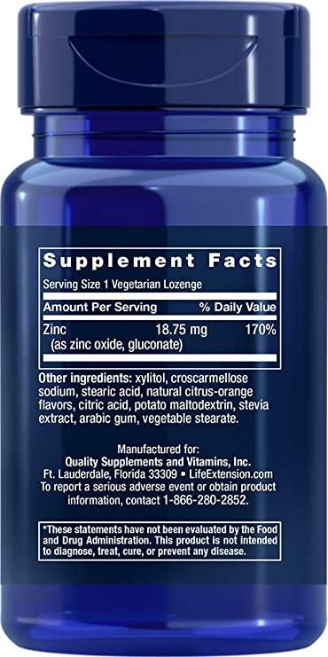 Life Extension Zinc Lozenges (Orange Flavor), 60 Veg Caps - Discount Nutrition Store