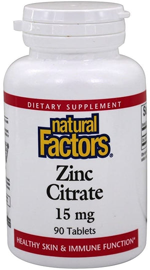 Natural Factors Zinc Citrate, 15 mg, 90 Tablets