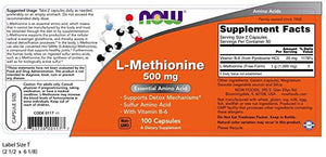 NOW L-Methionine, 500 mg, 100 Capsules