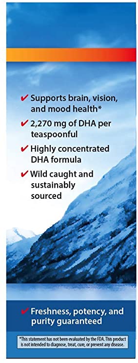 Carlson - Elite DHA, 2270 mg DHA, Professional Strength, Norwegian Fish Oil Concentrate, Cognitive Function &amp; Vision Support, Orange, 100 mL