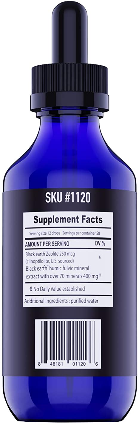 The Food Movement Black Earth Zeolite with Humic Fulvic Acids, Trace Minerals for Body Detox, Gut Health, Immune Support - 2oz Liquid Drops Supplement