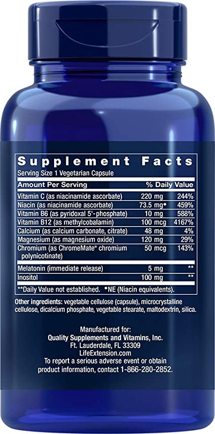 Life Extension Quiet Sleep Melatonin, 5 mg, Powerful Sleep Support, Healthy circadian Rhythms, Cellular Defense, Gluten-Free, Non-GMO, Vegetarian, 60 Capsules