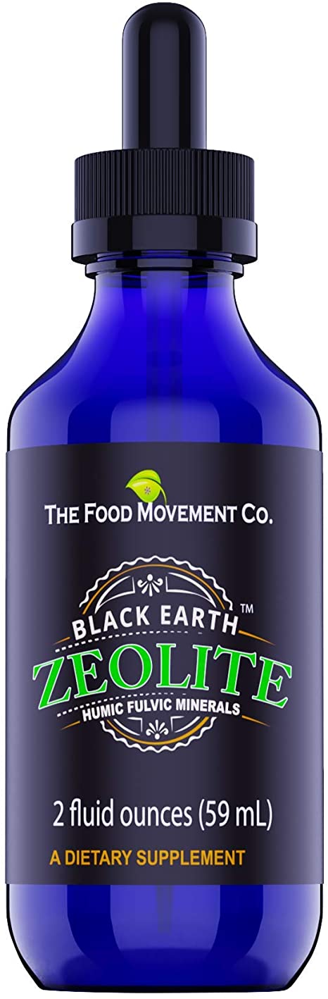 The Food Movement Black Earth Zeolite with Humic Fulvic Acids, Trace Minerals for Body Detox, Gut Health, Immune Support - 2oz Liquid Drops Supplement