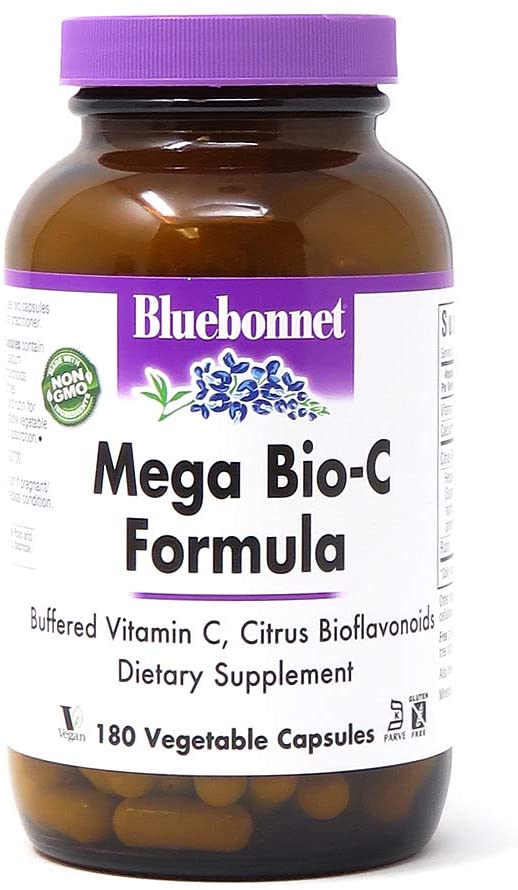 Bluebonnet Nutrition Mega Bio-C Formula Vegetable Capsules, High Potency Buffered Vitamin C, for Immune Health, Soy Free, Gluten Free, Non-GMO, Kosher, Dairy Free, Vegan, 180 Count