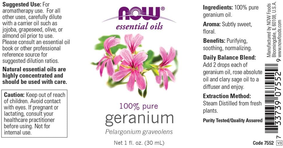 NOW Foods Essential Oils Geranium, 1 fl oz