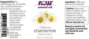 NOW Essential Oils, Chamomile Oil, Delightful Aromatherapy Scent, Steam Distilled, 100% Pure, Vegan, Child Resistant Cap, 1-Ounce