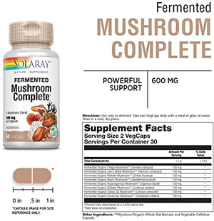 Solaray Mushroom Complete™ Fermented 8 mushroom Blend, 1200 mg, 60 VegCaps