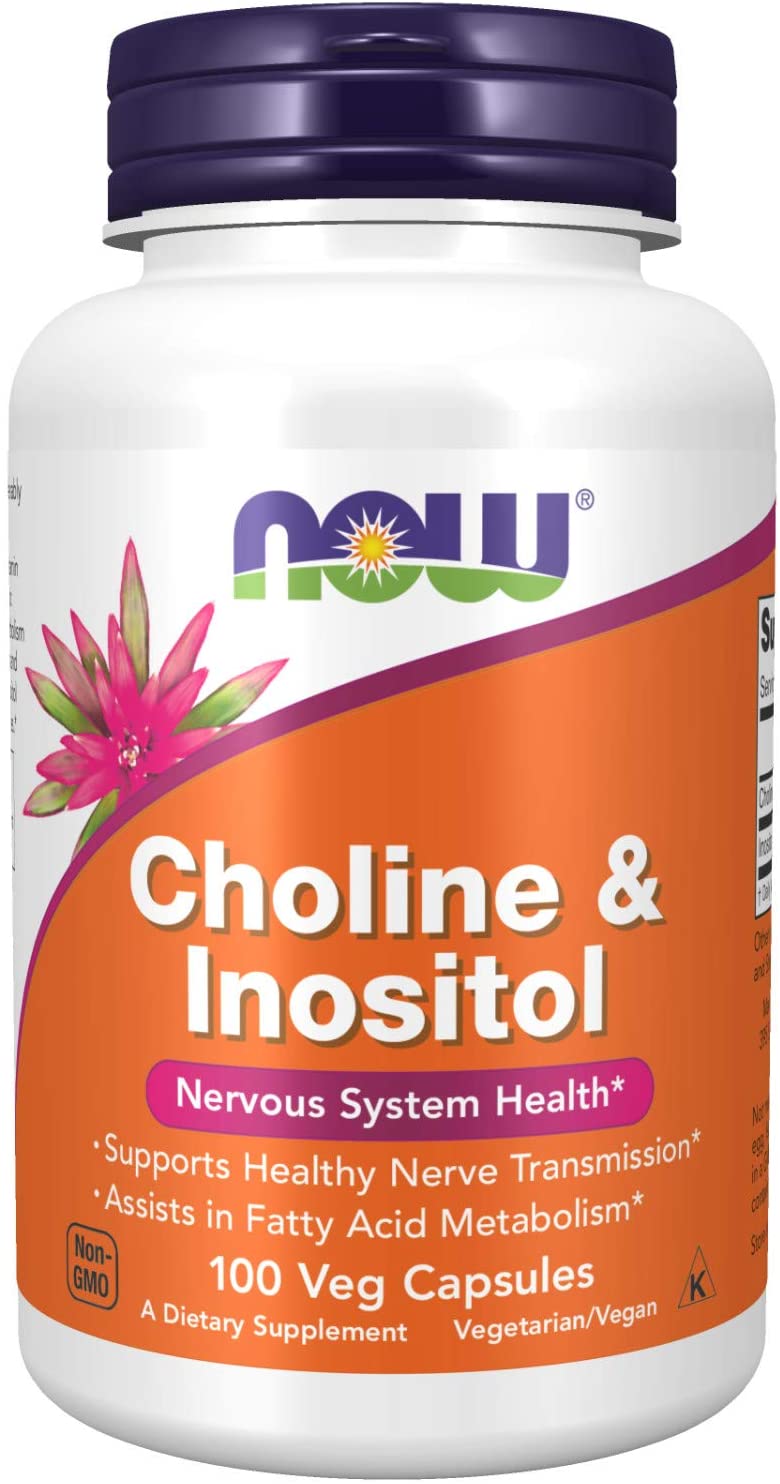 NOW Foods Supplements, Choline & Inositol 500 mg, Healthy Nerve Transmission*, Nervous System Health*, 100 Capsules