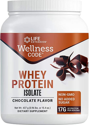 Life Extension Wellness Code Whey Protein Isolate Chocolate, 15.4 oz