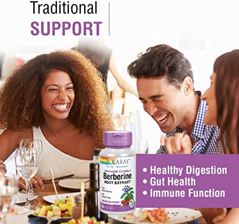 SOLARAY Berberine Root Extract Advanced Formula, AMPK Activator, Healthy Immune, Digestion &amp; Metabolism Support, 60 VegCaps