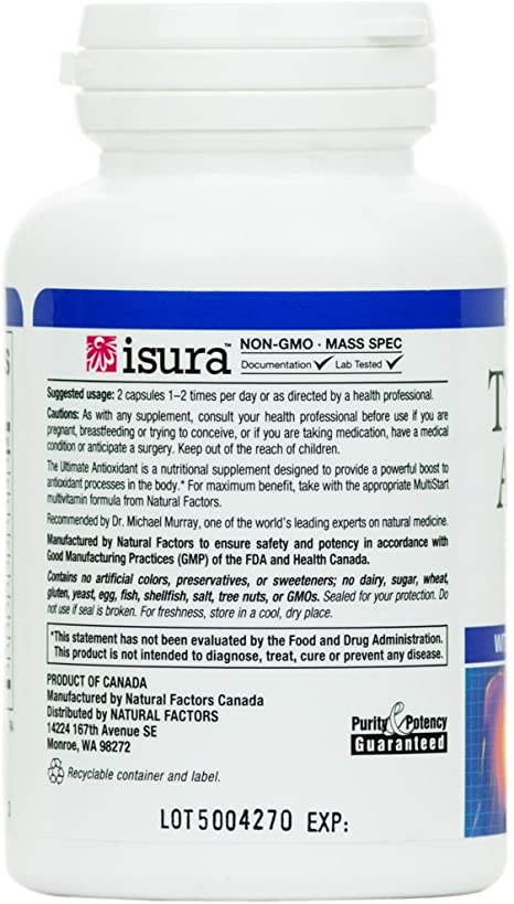Natural Factors, Ultimate Antioxidant, Helps Reduce Free Radical Damage with Alpha-Lipoic Acid and Lutein, 60 capsules (30 servings)