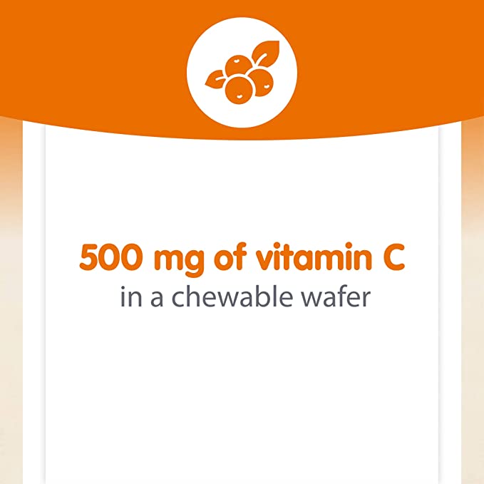 Natural Factors 100% Natural Fruit Chew C Tangy Orange, 500 mg, 180 Chewable Wafers