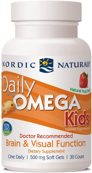 Nordic Naturals Daily Omega Kids™ Strawberry, 500 mg, 30 Chewable Softgels