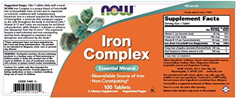 NOW Iron Complex, 100 Tablets