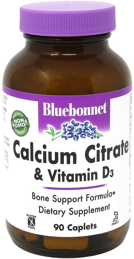 BlueBonnet Calcium Citrate Plus Vitamin D3 Caplets, 90 Count