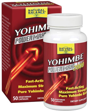 Natural Balance Yohimbe PowerMax 2000 | Maximum Strength Formula w/Pure Yohimbe Bark | Sexual Energy & Virility Supplement | 50 VegCaps, 25 Serv.