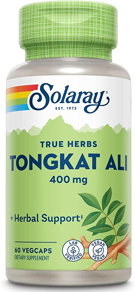 SOLARAY Tongkat Ali 400 mg - Longjack Tongkat Ali for Men - Herbal Support for Men&#39;s Health and Vitality - Vegan, Non-GMO, Lab Verified - 60 Servings, 60 VegCaps