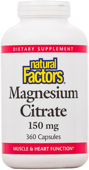 Natural Factors Magnesium Citrate, 150 mg, 360 Capsules