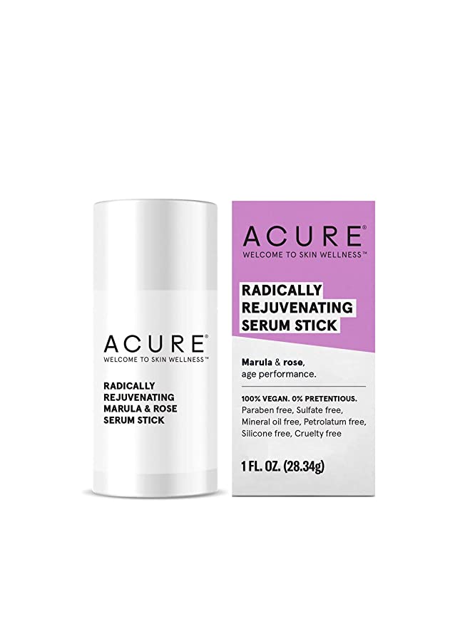 Acure, Radically Rejuvenating Serum Stick 100 Vegan Provides AntiAging Support Marula Rose Oil Avocado Oil Hydrates Rejuvenates, Clear, Scented, 1 Ounce