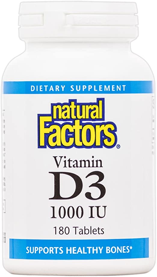 Natural Factors, Vitamin D3 1000 IU (25 mcg), Supports Strong Bones, Muscles and Immune Function, 180 Tablets