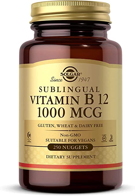 Solgar Sublingual Vitamin B12 1000 mcg - 100 Nuggets - Non-GMO, Vegan, Gluten Free, Dairy Free, Kosher, Halal - 100 Servings