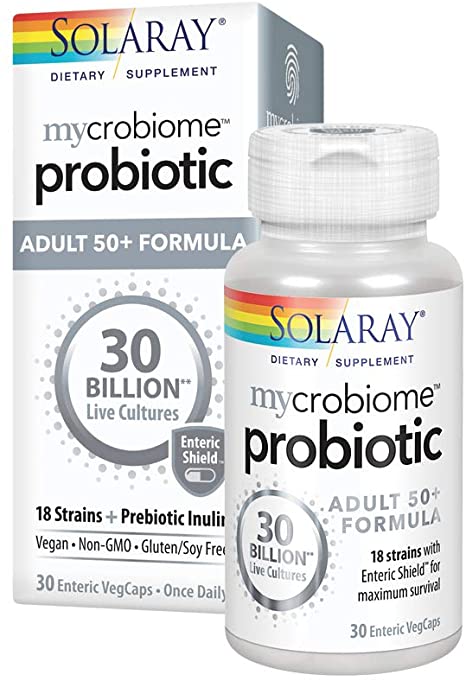 Solaray Mycrobiome™ Probiotic Adult 50 Plus Formula, 30 billion, 30 veg