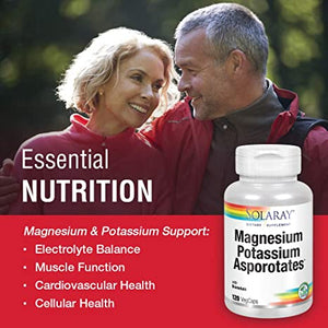 Solaray Magnesium and Potassium Asporotates with Bromelain, Magnesium Potassium Supplement for Bone Strength and Muscle Support, Vegan Magnesium Potassium Supplements, 60 Servings, 120 VegCaps