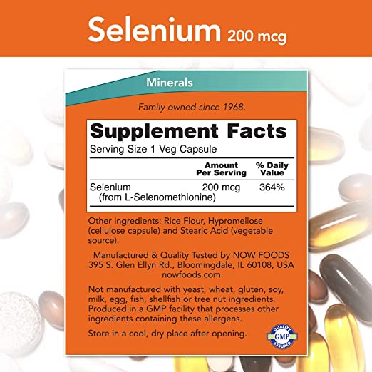 NOW Selenium, 200 mcg, 180 Veg Capsules